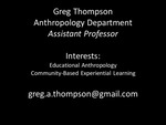 Community-Based Experiential Learning by Greg Thompson