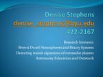 Denise Stephens Research Interests by Denise Stephens