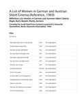 A List of Women in German and Austrian Silent Cinema (Reference, 1969)